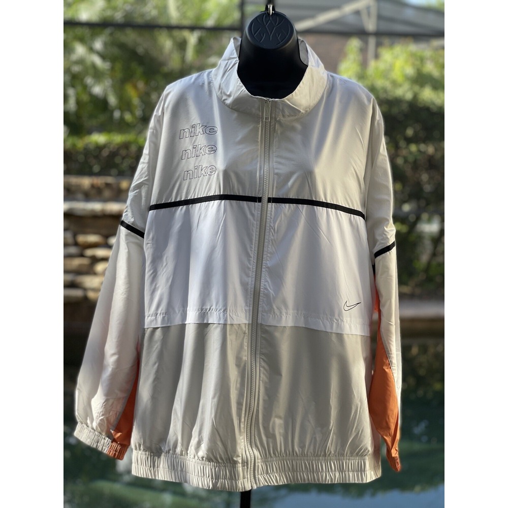 Nike Women's Plus Size Woven Track Jacket 2X - White/Tan/Apricot Activewear